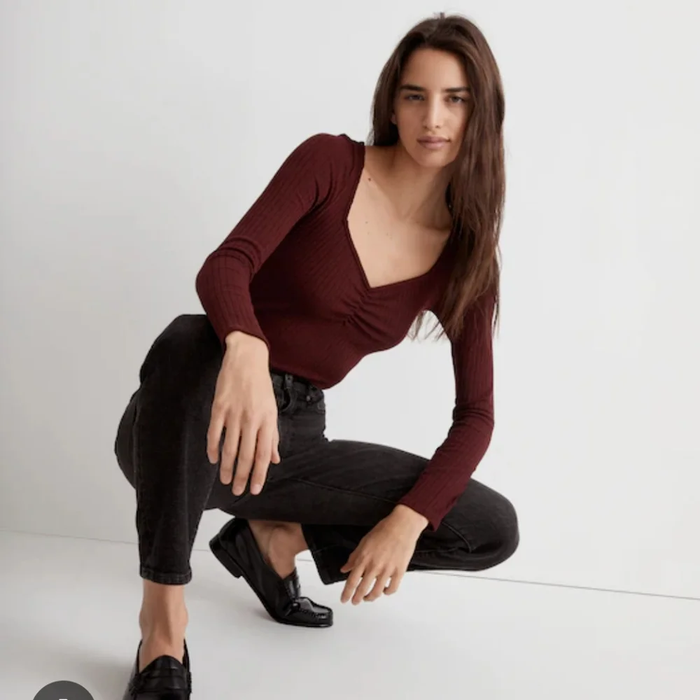 Madewell Ribbed Sweetheart Top Size XS - Cabernet - Picture 7 of 12